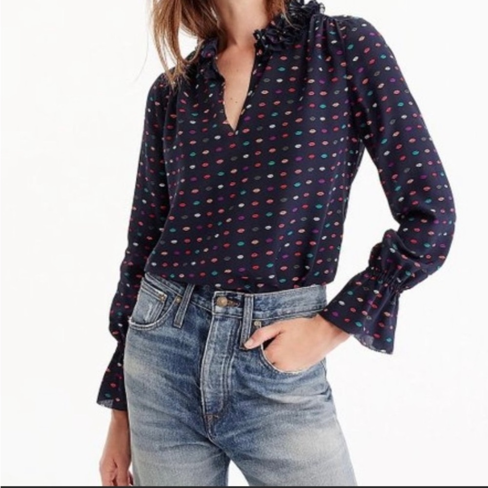 J. Crew Lips blouse
